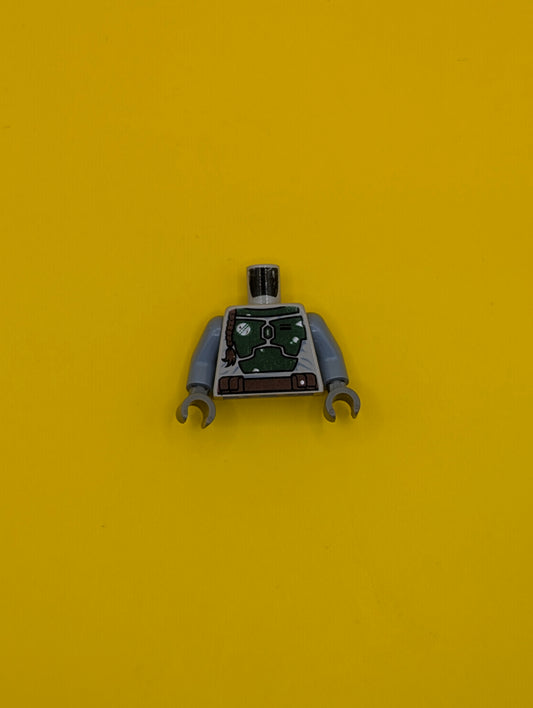 973pb0674c01 Torso SW Mandalorian Armor Plates Dark Green Pattern (Boba Fett) / Sand Blue Arms / Dark Bluish Gray Hands Lego Part