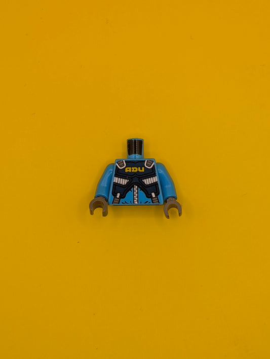 973pb0903c01 Torso Alien Conquest ADU Soldier with Protection Vest Pattern / Dark Azure Arms / Dark Bluish Gray Hands Lego Part