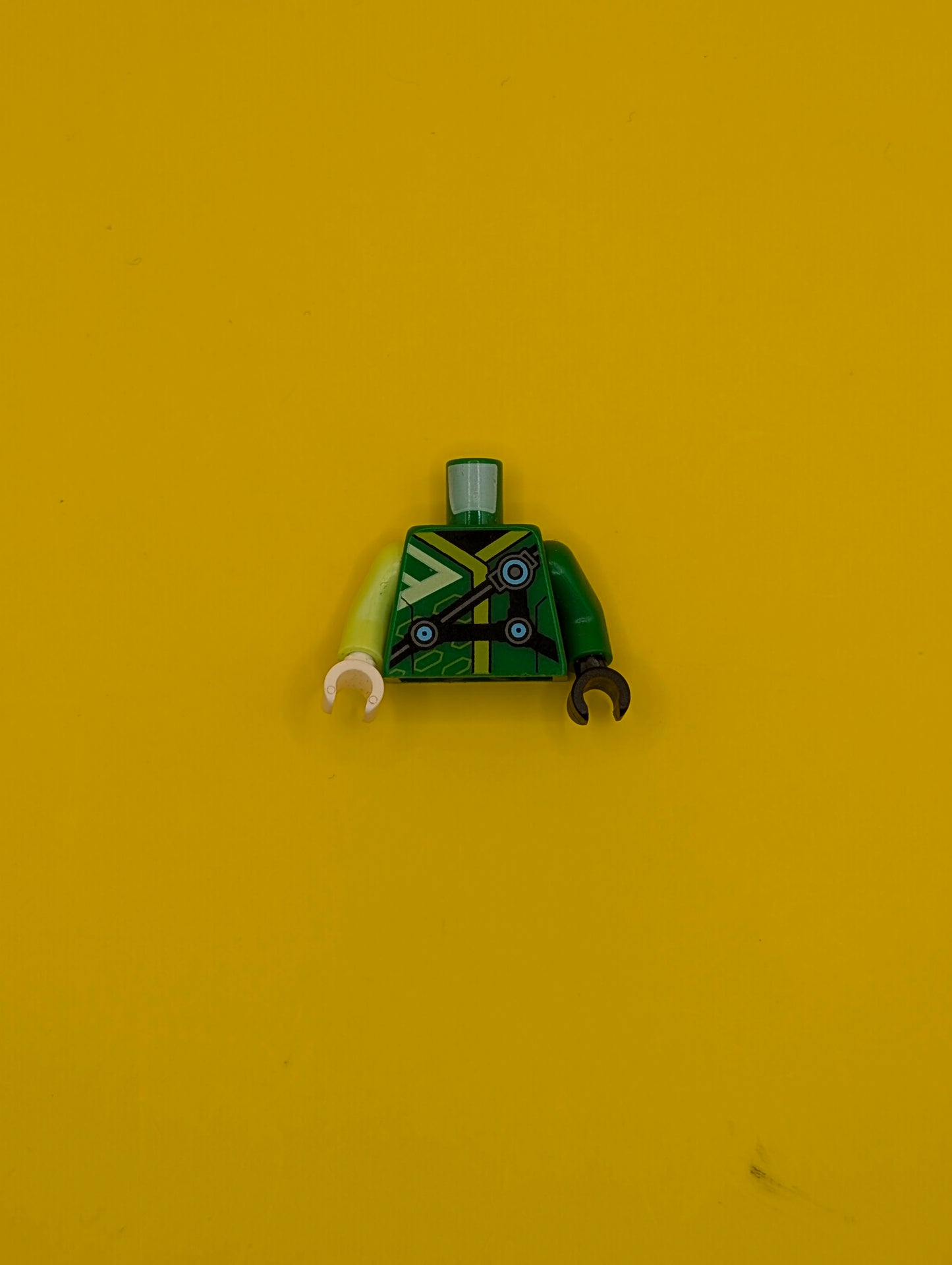 Torso Robe with Lime Hems, Black Straps Pattern / Green Arm Left / Yellowish Green Arm Right / Black Hand Left / White Hand Right 973pb3783c01 Lego