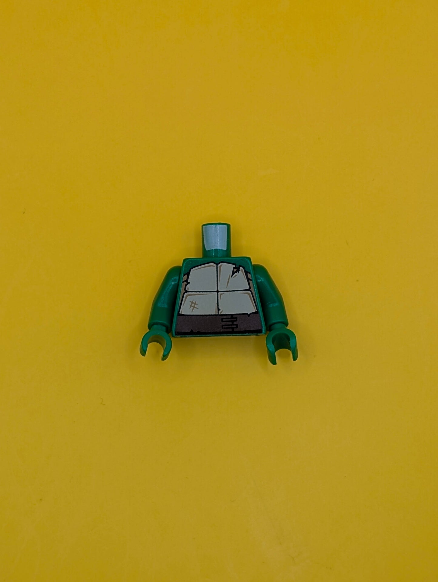 Torso Tan and Dark Tan Turtle Shell with Crack, Dark Brown Belt Pattern / Green Arms / Green Hands 973pb1342c01 Lego