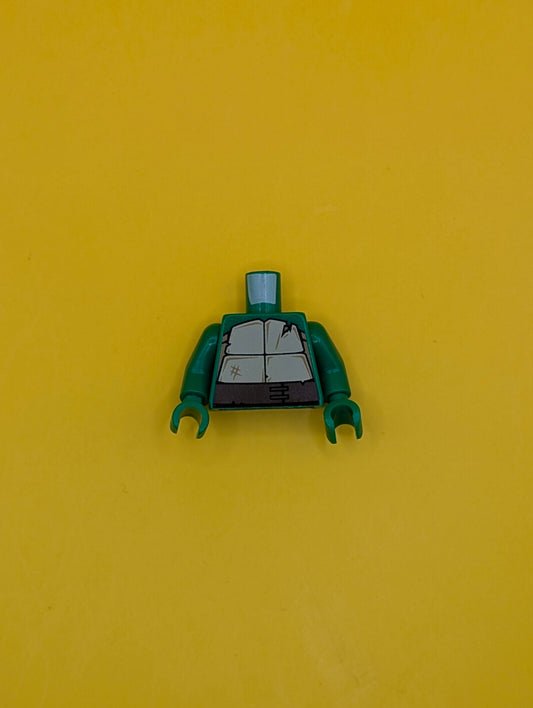 Torso Tan and Dark Tan Turtle Shell with Crack, Dark Brown Belt Pattern / Green Arms / Green Hands 973pb1342c01 Lego