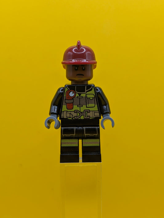 Firefighter sh0579 Dark Red Fire Helmet, Reddish Brown Head, Reflective Stripes Marvel Lego Minifigure