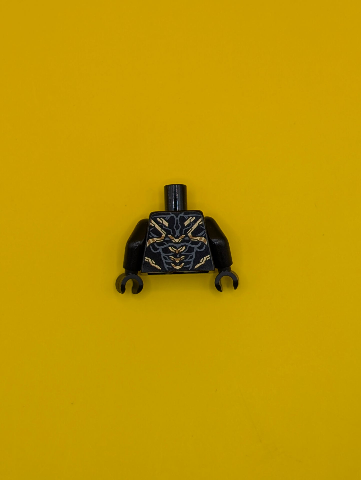 Torso Armor with Gold Scales and Dark Bluish Gray Lines with Long End Lines and Tips at Neck Pattern / Black Arms / Black Hands 973pb3060c01 Lego