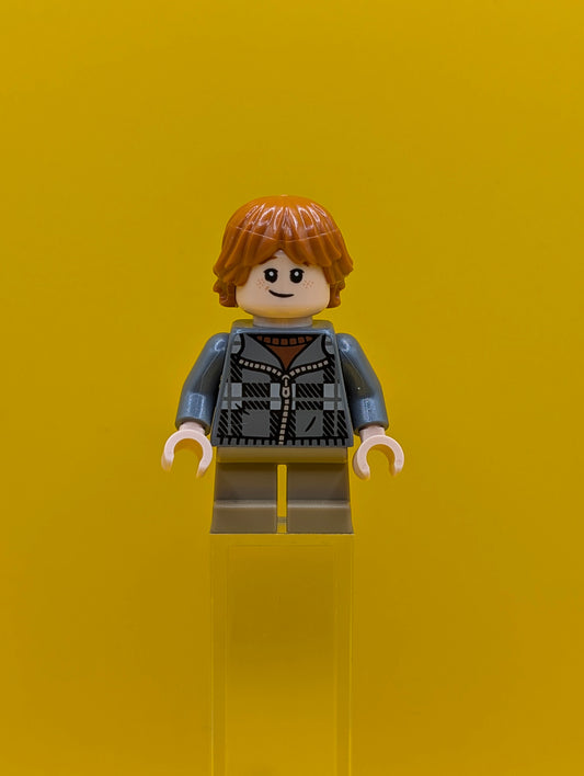 Ron Weasley hp496 Dark Bluish Gray Plaid Jacket, Dark Tan Short Legs Harry Potter Lego Minifigure