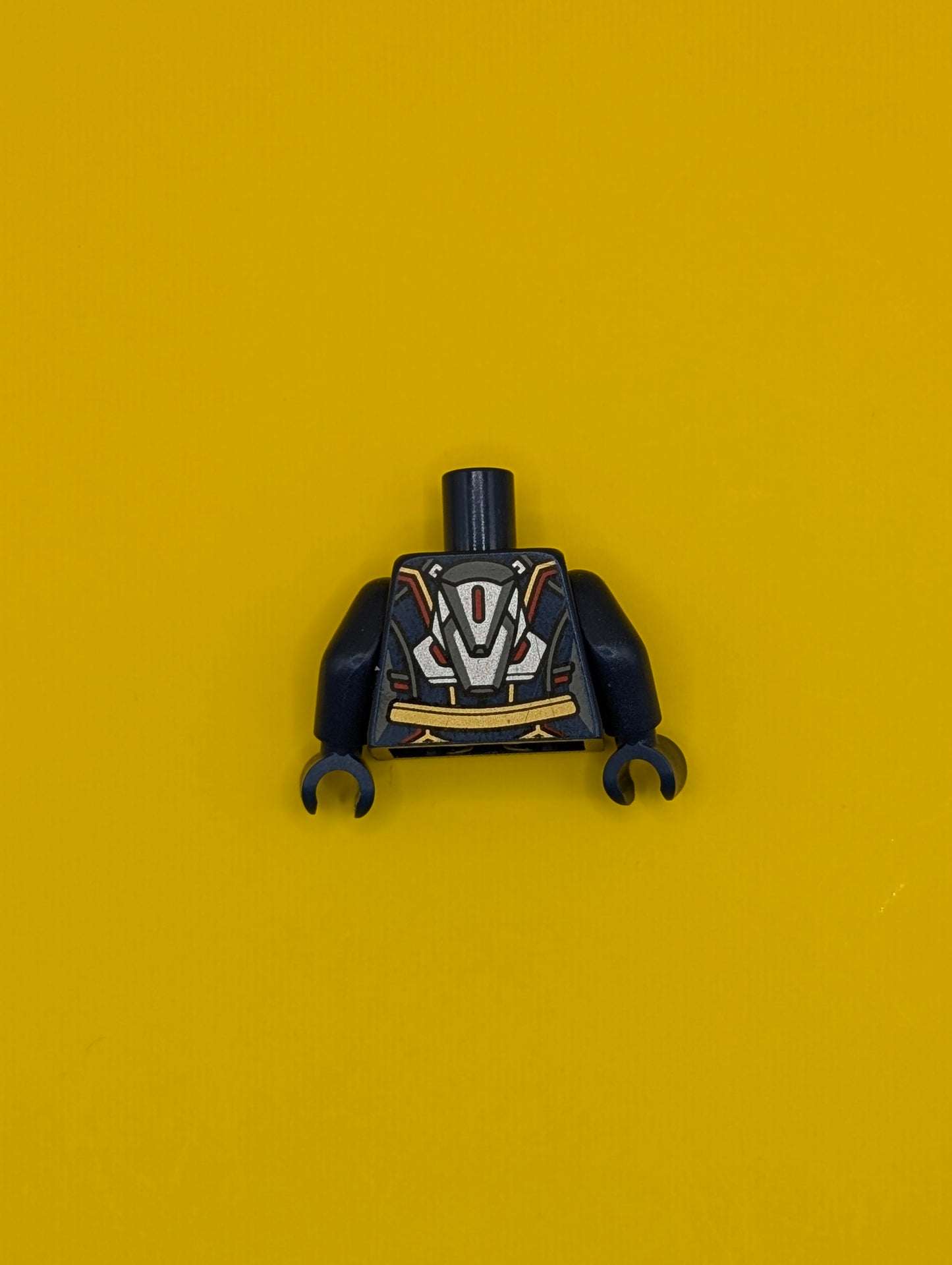 Torso Female Armor with Gold Plates and Red and Metallic Light Blue Trim, Silver Jet Pack on Back Pattern / Dark Blue Arms / Dark Blue Hands 973pb3225c01 Lego