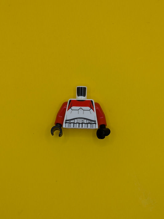 973pb2203c01 Torso SW Armor Stormtrooper, Detailed Armor with Red Marking without Shoulder Belts Pattern / Red Arms / Black Hands Lego Part