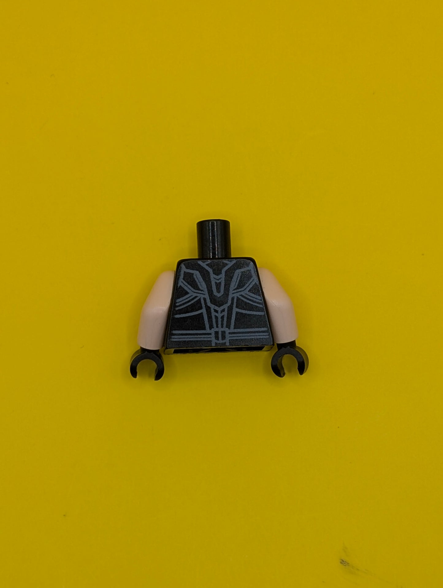 Torso Armor with 6 Metallic Light Blue, Bright Light Blue and White Circles, Dark Bluish Gray Contour Lines Pattern / Light Nougat Arms / Black Hands 973pb3058c01 Lego