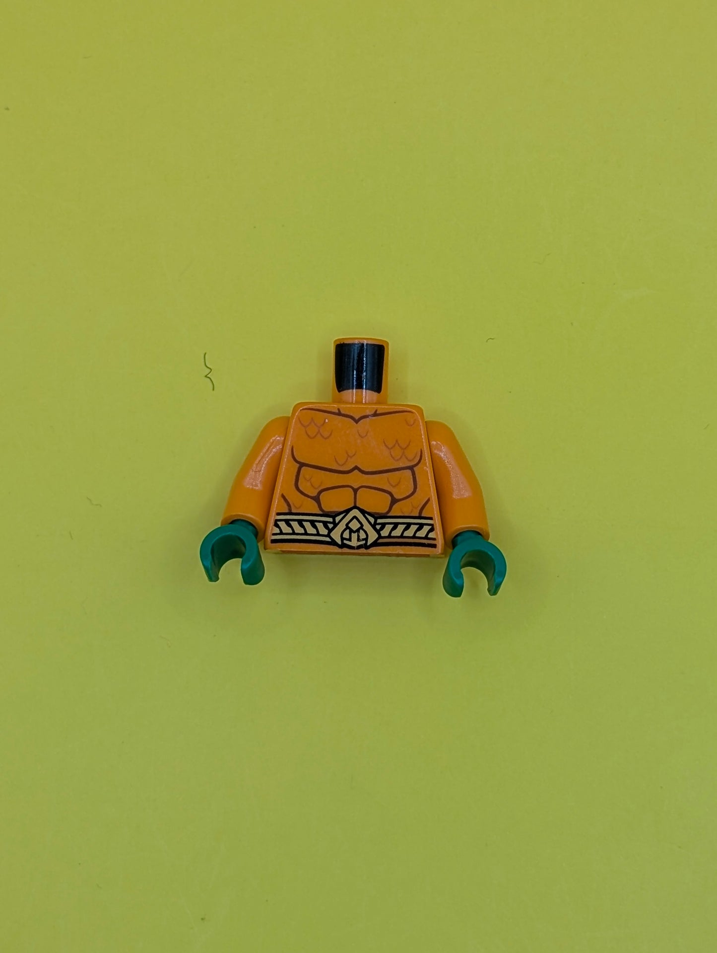 Torso Wetsuit with Reddish Brown Muscle Contours, Dark Orange Scales, Bright Light Orange Belt on Front and Back Pattern / Orange Arms / Green Hands 973pb1295c01 Lego
