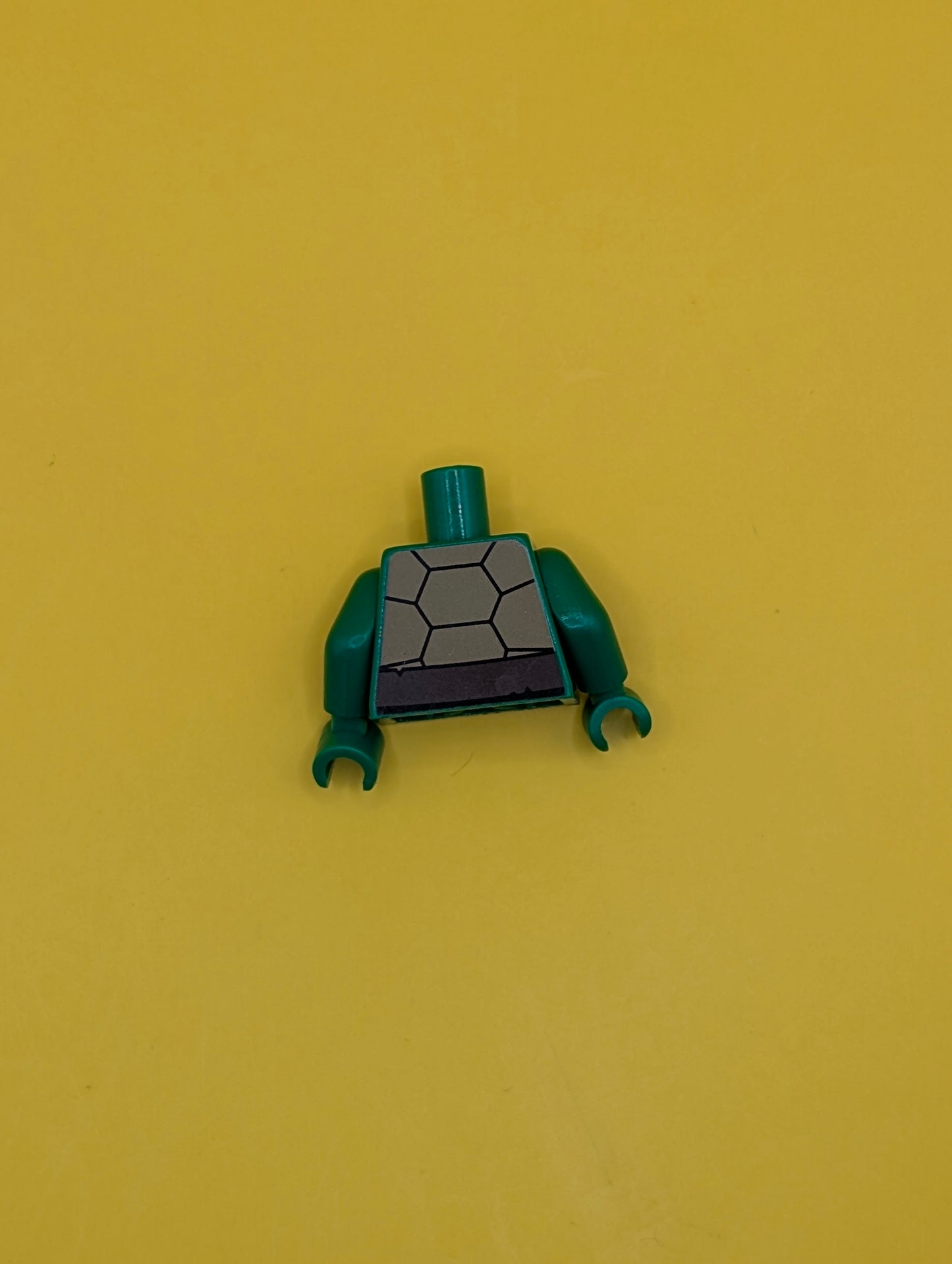 Torso Tan and Dark Tan Turtle Shell with Crack, Dark Brown Belt Pattern / Green Arms / Green Hands 973pb1342c01 Lego