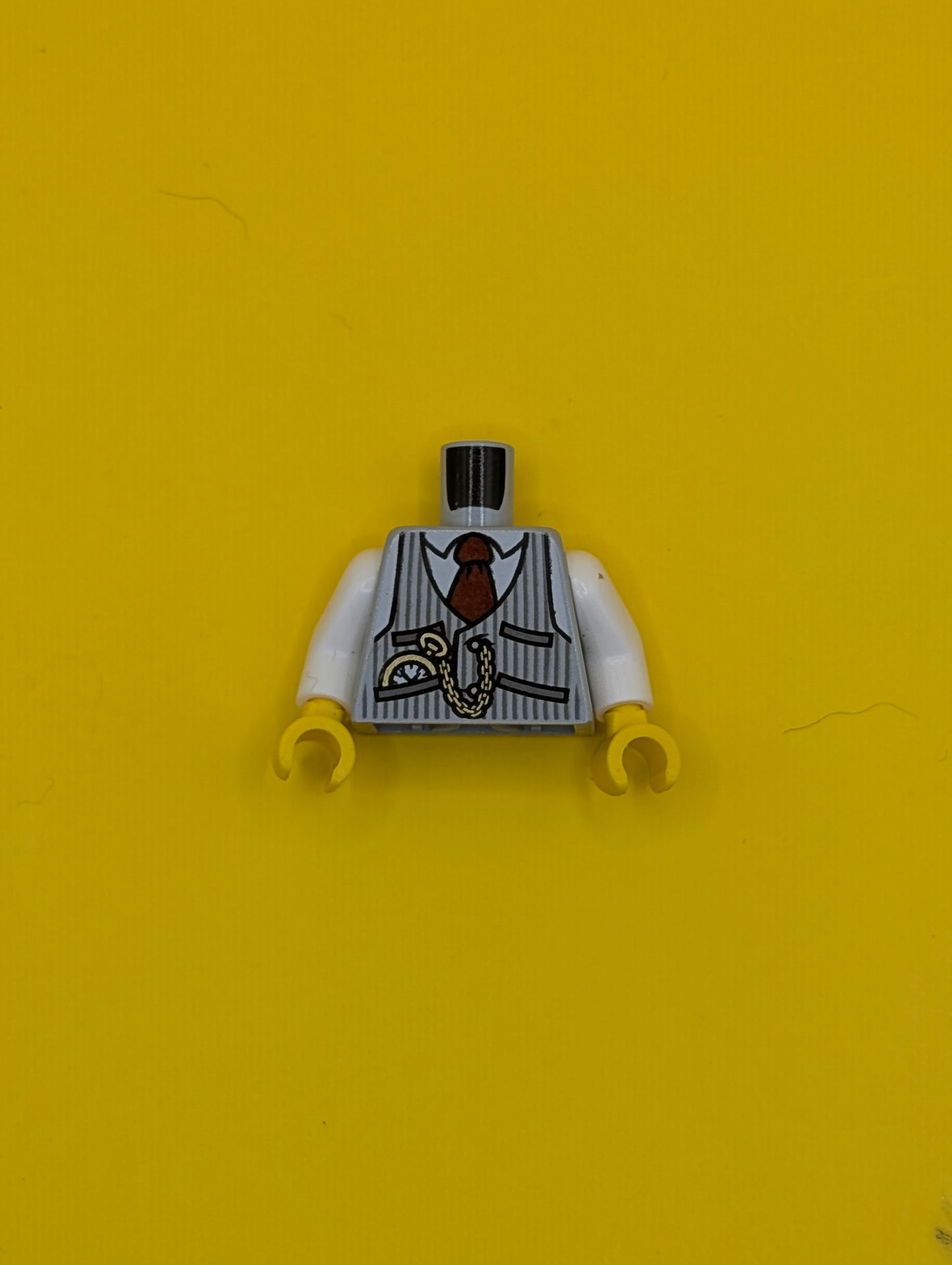 Torso Pinstripe Vest, Dark Red Tie and Pocket Watch and Back Print Pattern / White Arms / Yellow Hands 973pb1183c01