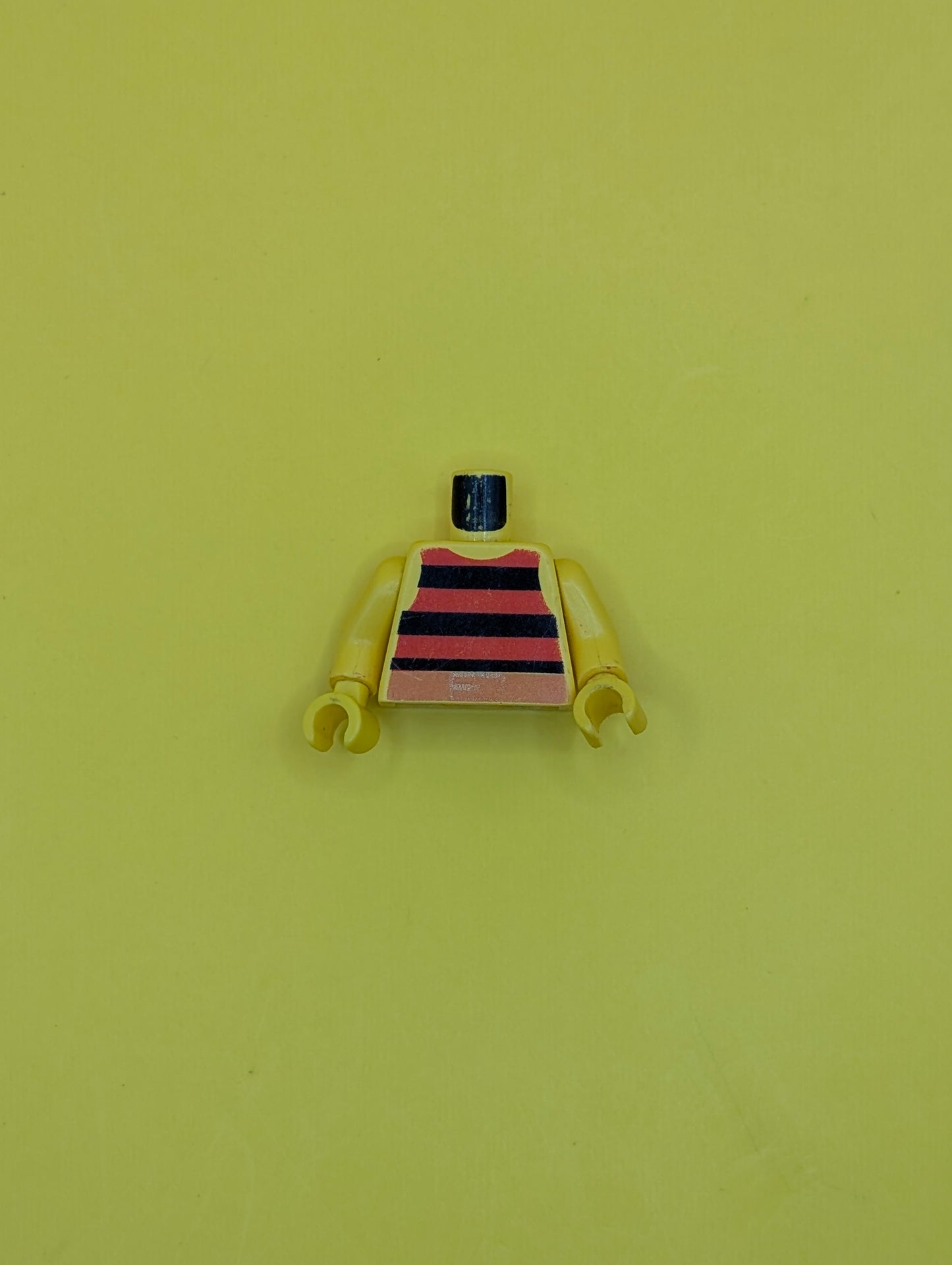Torso Pirate Tank Top with Black and Red Horizontal Stripes, Dark Orange Belt with Gold Buckle Pattern / Yellow Arms / Yellow Hands 973p33c01 Lego