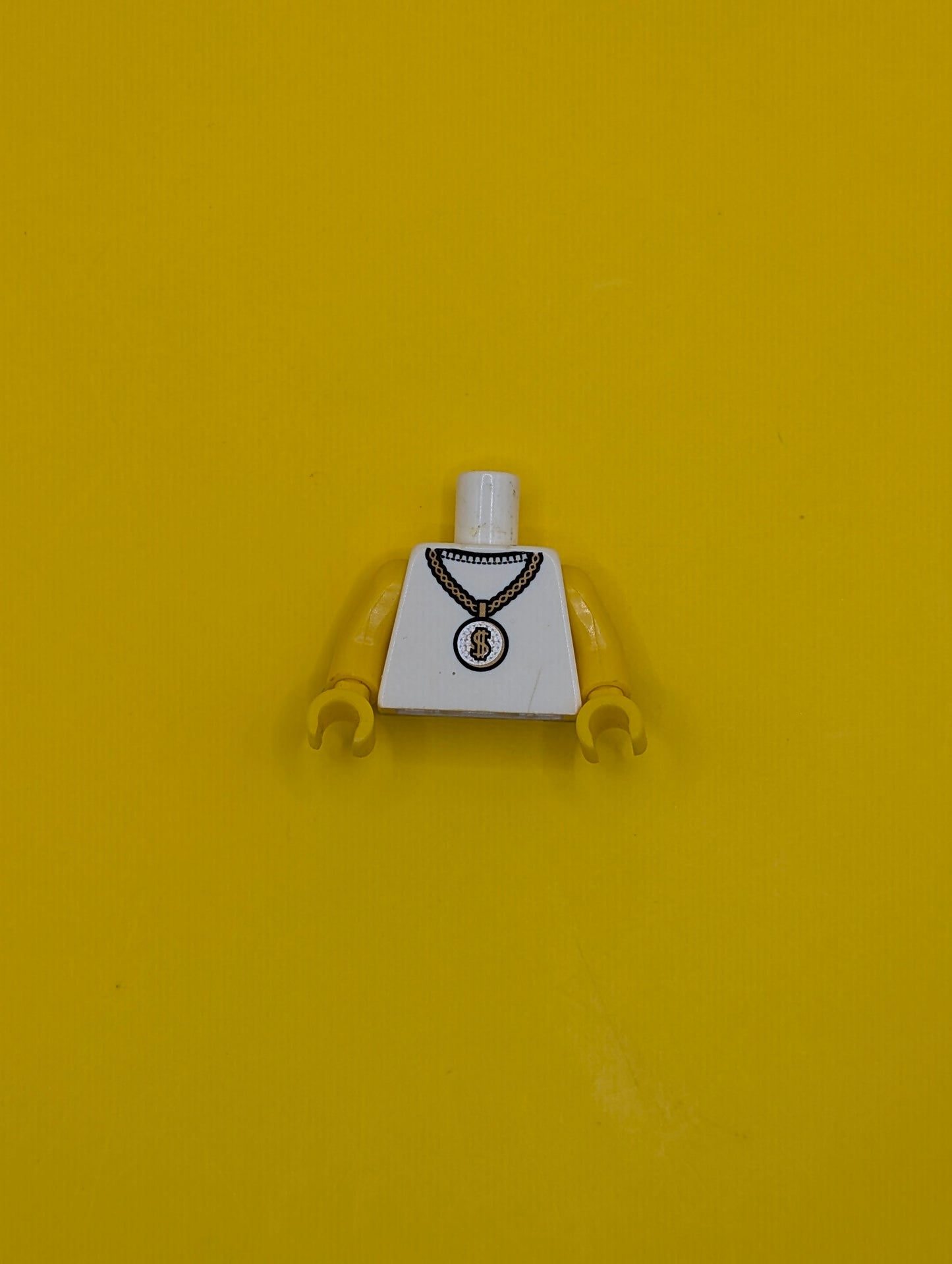Torso Gold Necklace with Dollar Sign Medallion Pattern / Yellow Arms / Yellow Hands 973pb0786c01 Lego