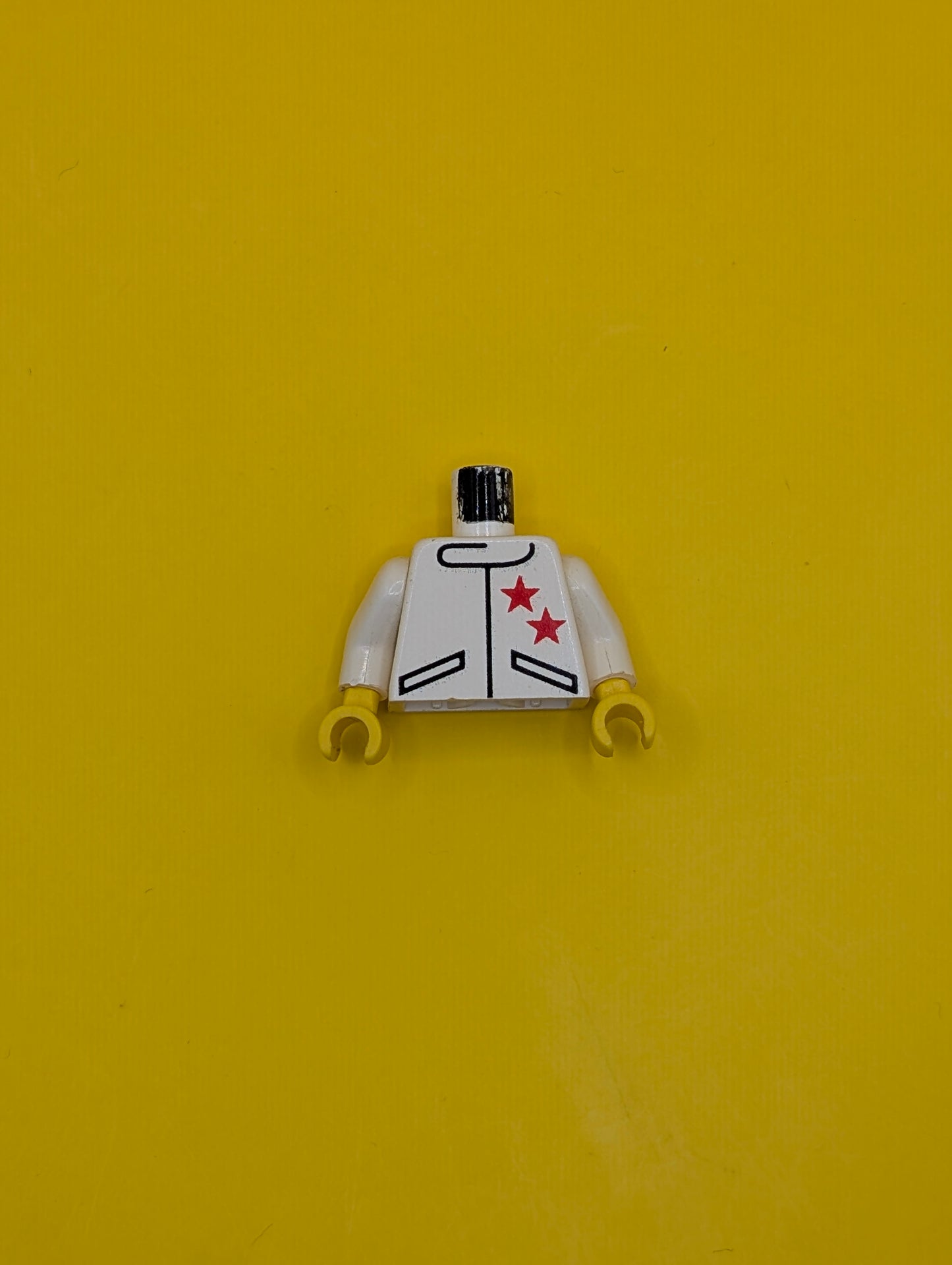 Torso Racing Jacket with 2 Red Stars Pattern / White Arms / Yellow Hands 973px124c01 Lego