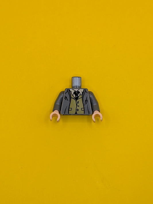 Torso Suit Jacket Open over Olive Green Vest, Tan Shirt, Black Tie, Light Nougat Neck Pattern / Dark Bluish Gray Arms / Light Nougat Hands 973pb3220c01 Lego