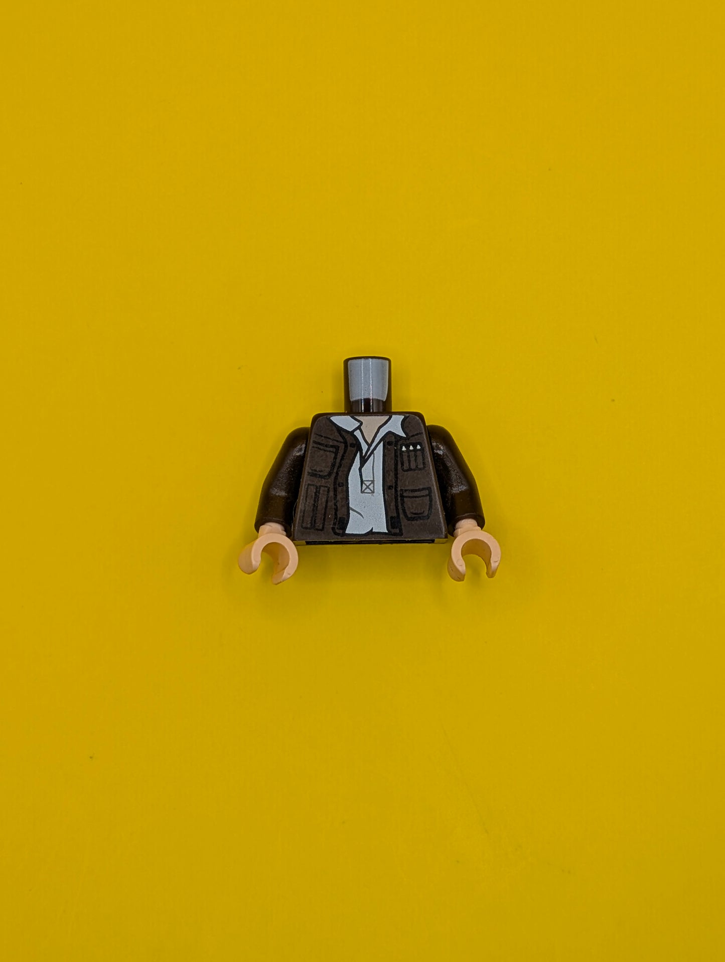 Torso SW Open Jacket with Pockets and Gadgets and White Open Undershirt with Collar Pattern / Dark Brown Arms / Light Nougat Hands 973pb2121c01 Lego