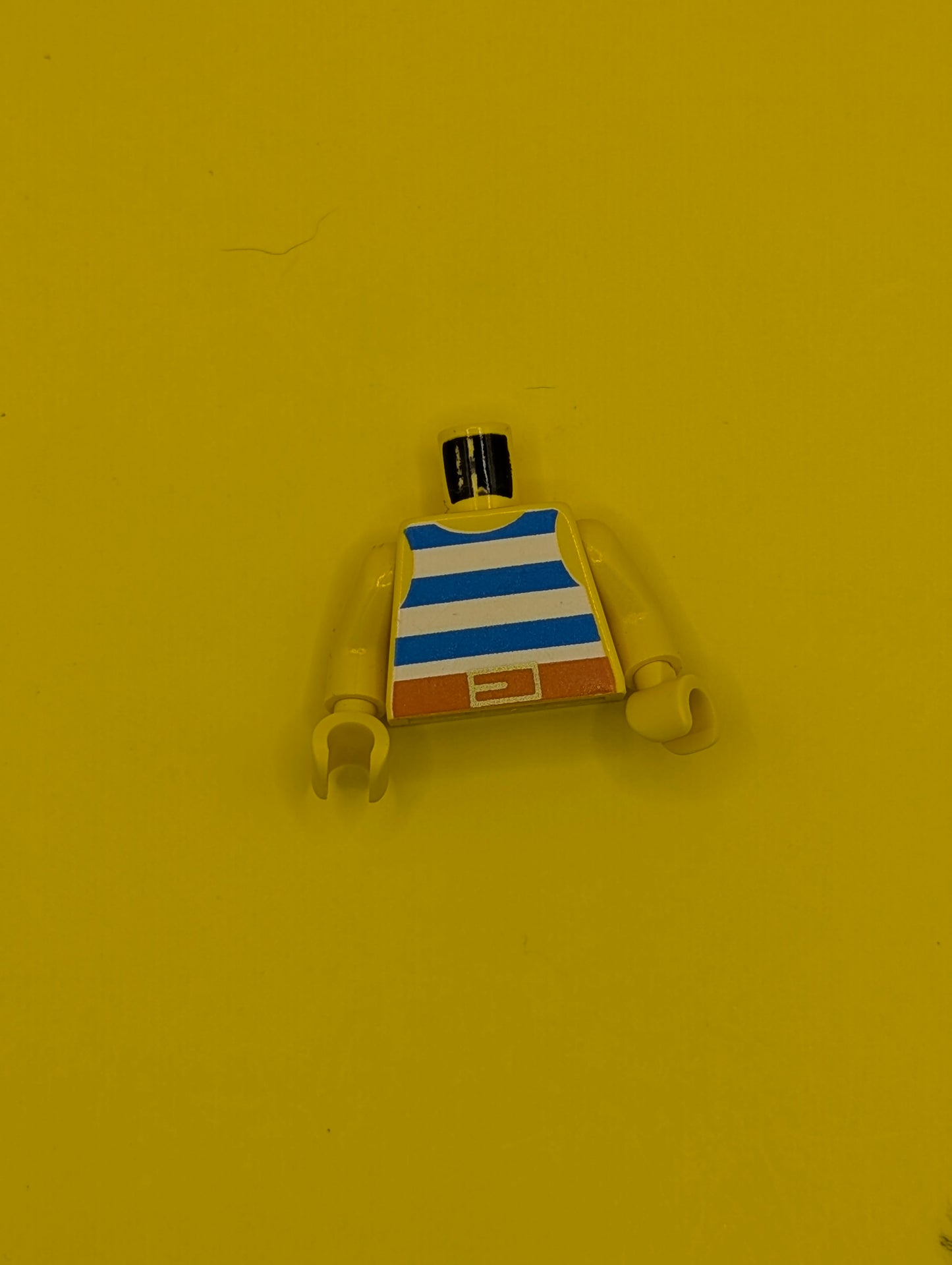 Torso Pirate Tank Top with Blue and White Horizontal Stripes, Dark Orange Belt with Gold Buckle Pattern / Yellow Arms / Yellow Hands 973p32c01 Lego