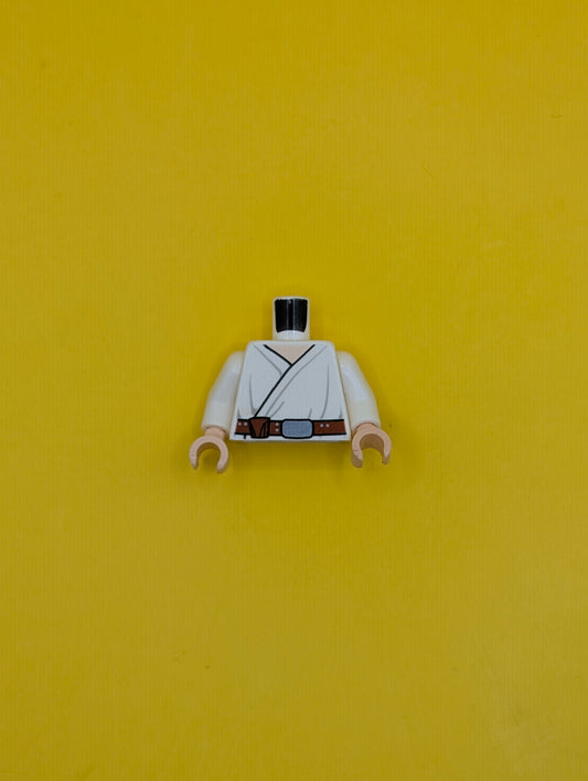 973pb1737c01 Torso SW Wrap-Around Tunic and Utility Belt with Large Pouch, Light Folds Pattern / White Arms / Light Nougat Hands Lego Part