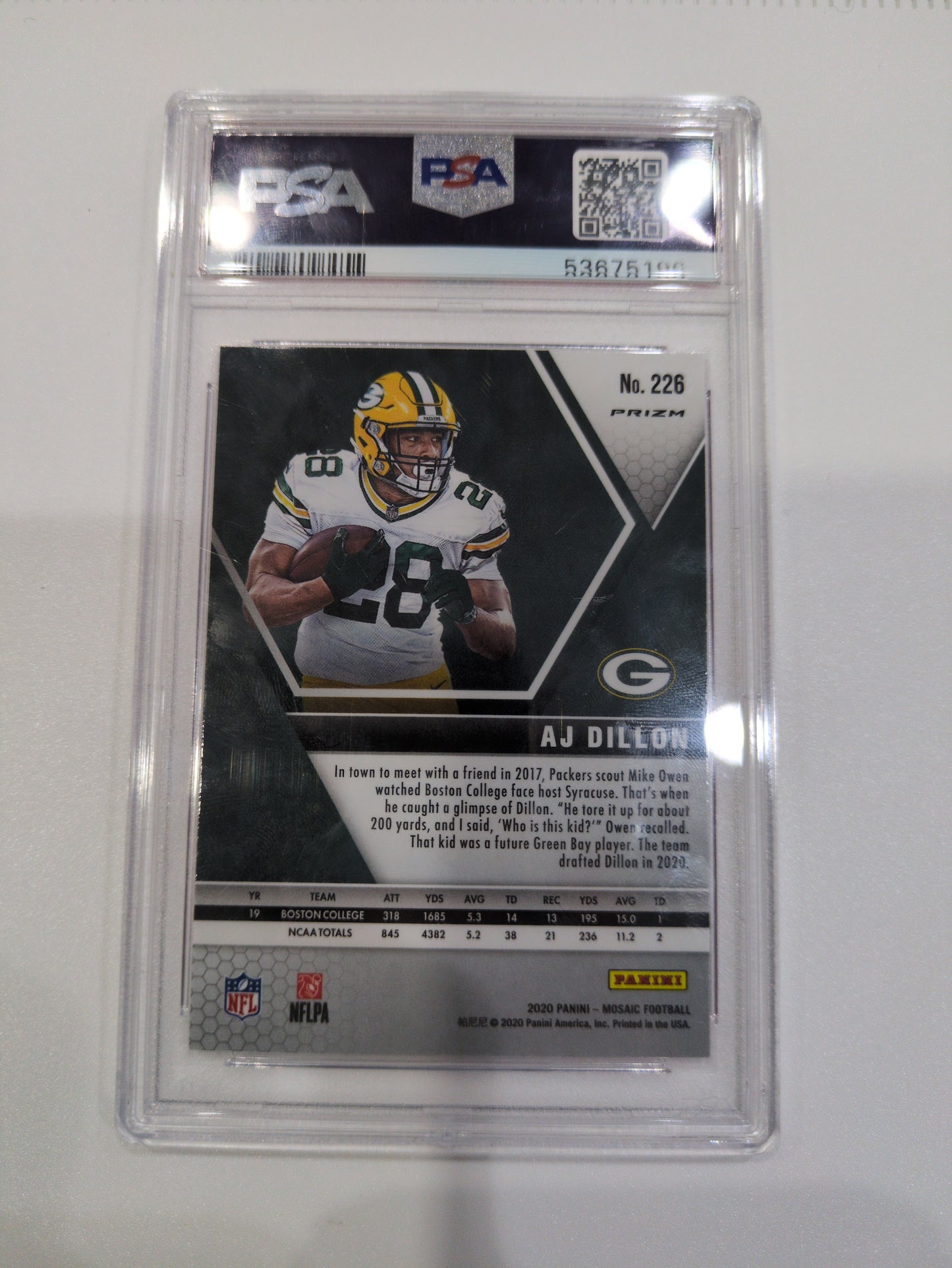 AJ Dillion 226 10 Pink PSA GreenBay Packers