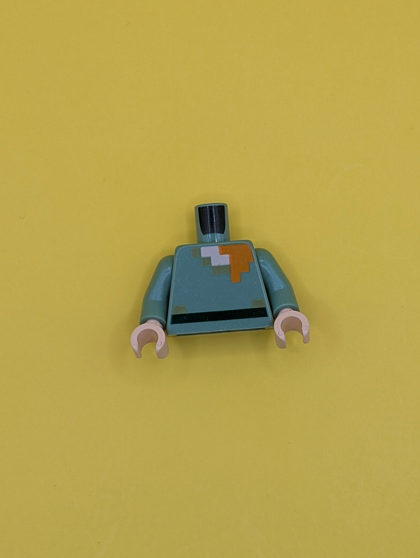 Torso Pixelated Shirt with Olive Green Collar and Dark Green Belt, Light Nougat Neck, Orange Hair Pattern / Sand Green Arms / Light Nougat Hands 973pb2186c01 Lego
