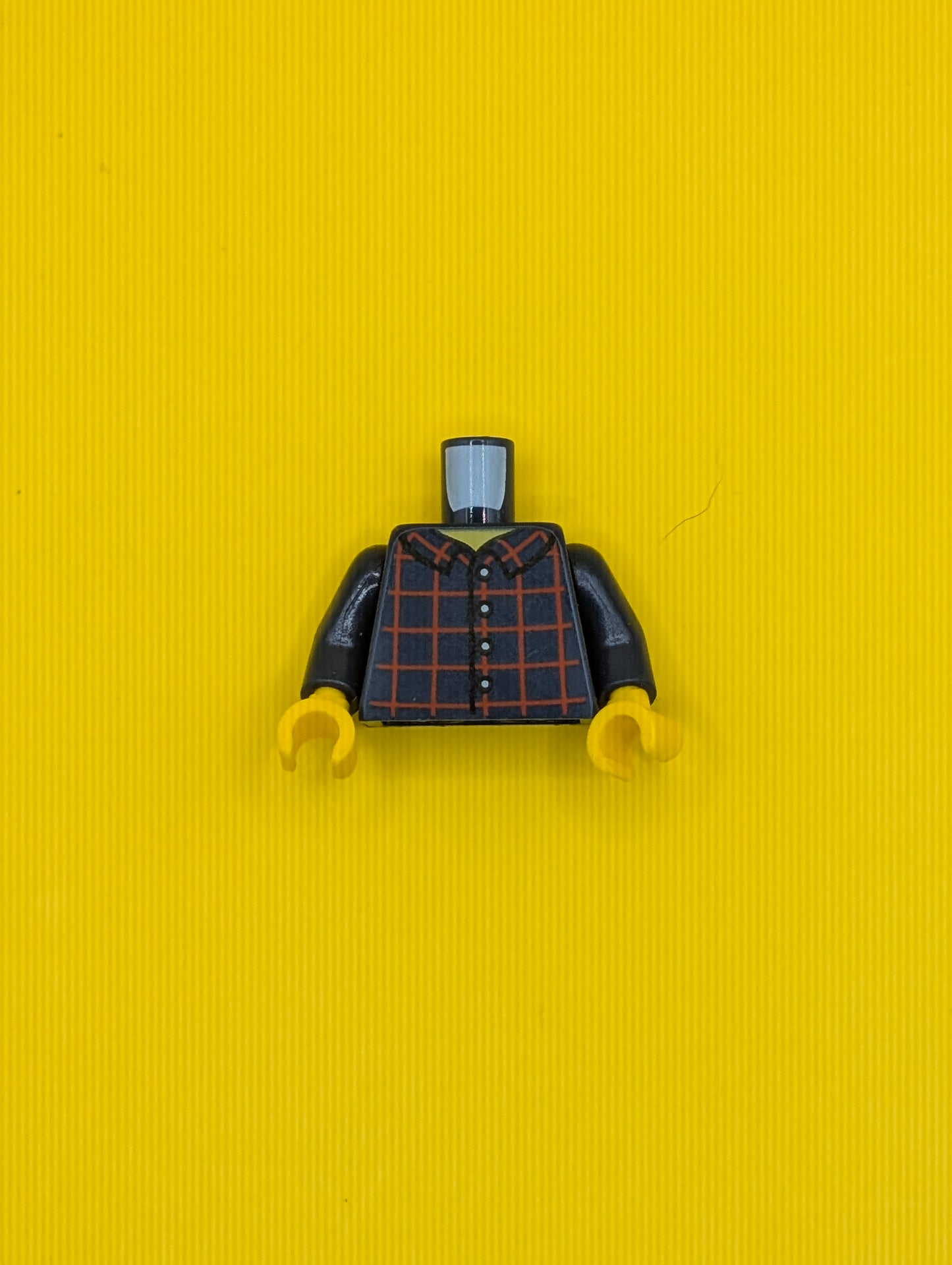Torso Shirt Dark Red Plaid Front and Back, 4 White Buttons, Wide Yellow Neck Pattern / Dark Blue Arms / Yellow Hands 973pb2513c01