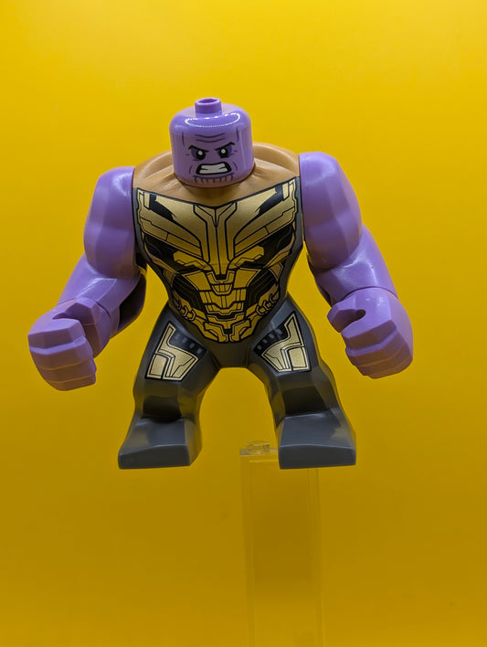 Thanos sh0896 Large Figure, Dark Bluish Gray Outfit with Gold Armor, Printed Legs, Angry Marvel Lego Minifigure