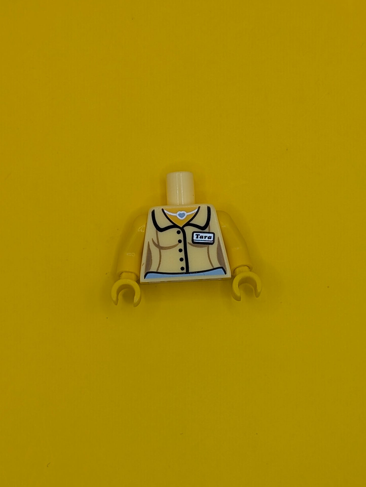 Torso Female Blouse with 'Tara' Name Tag and Heart Necklace Pattern / Yellow Arms / Yellow Hands 973pb1506c01 Lego