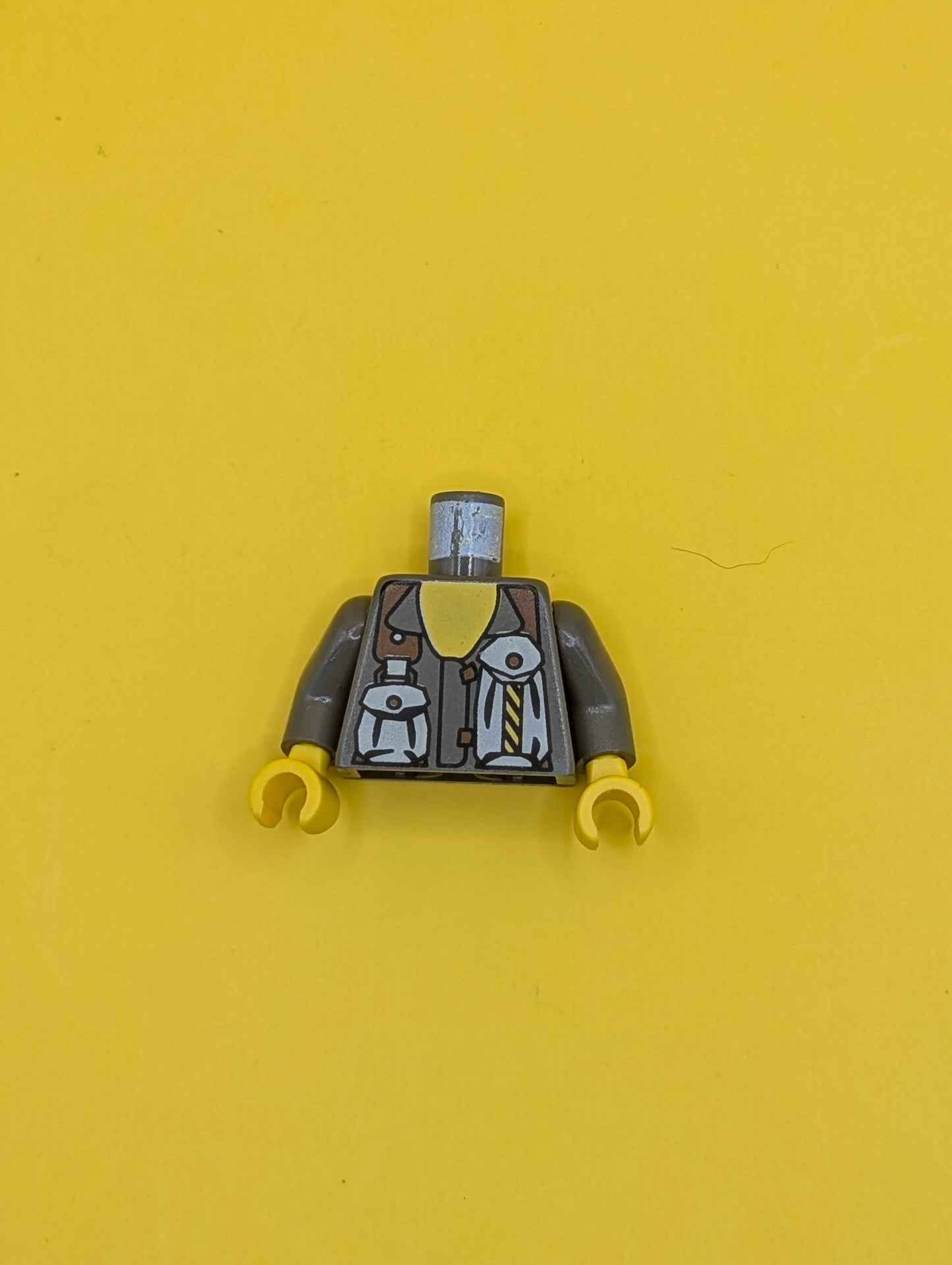 Torso Rock Raiders Two Pouches on Chest Pattern (Docs) / Dark Gray Arms / Yellow Hands 973pb0070c01 Lego