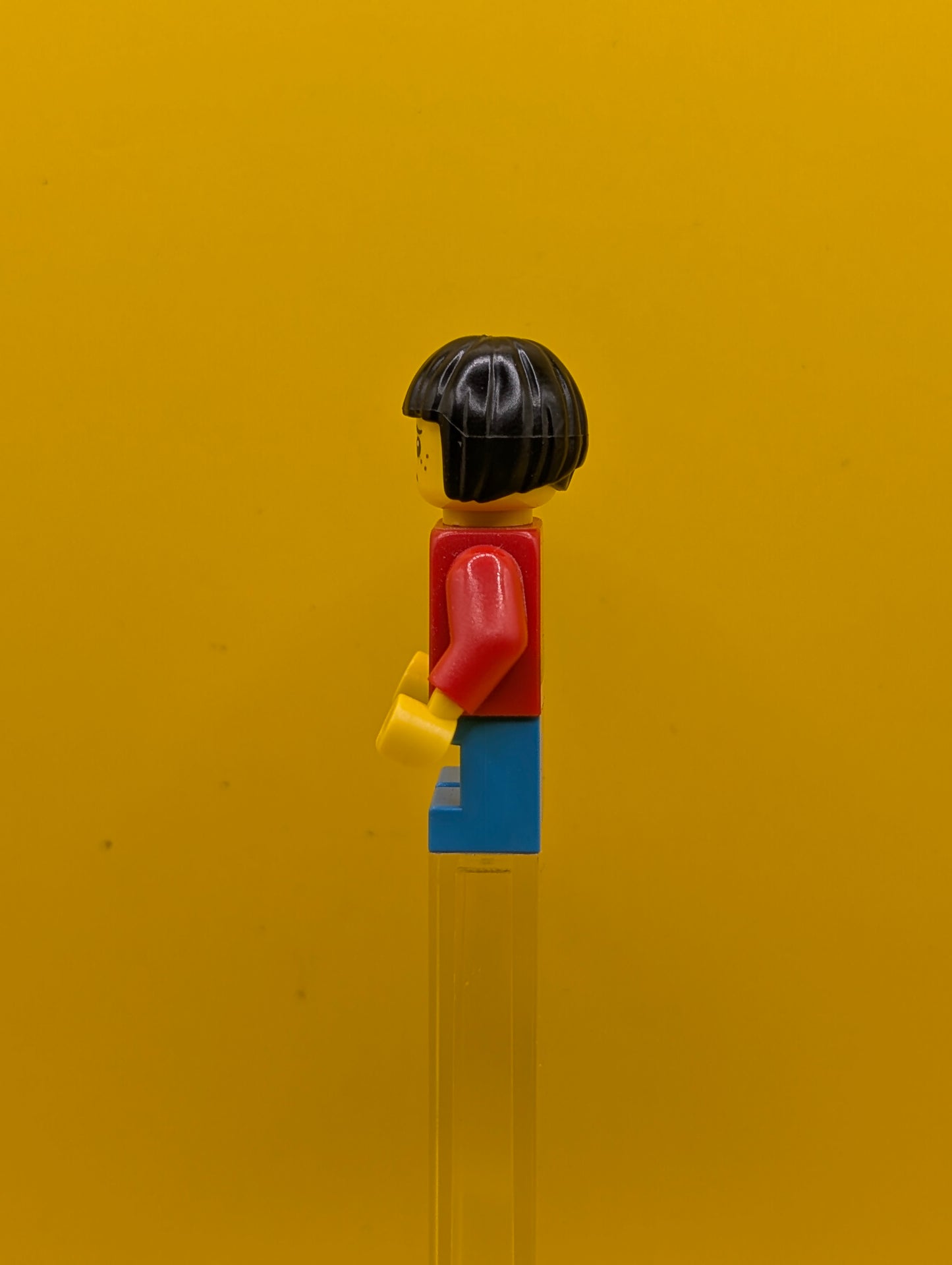 Sweater Cropped cty0437 with Bow, Heart Necklace, Dark Azure Short Legs, Black Bob Cut Hair City Lego Minifigure