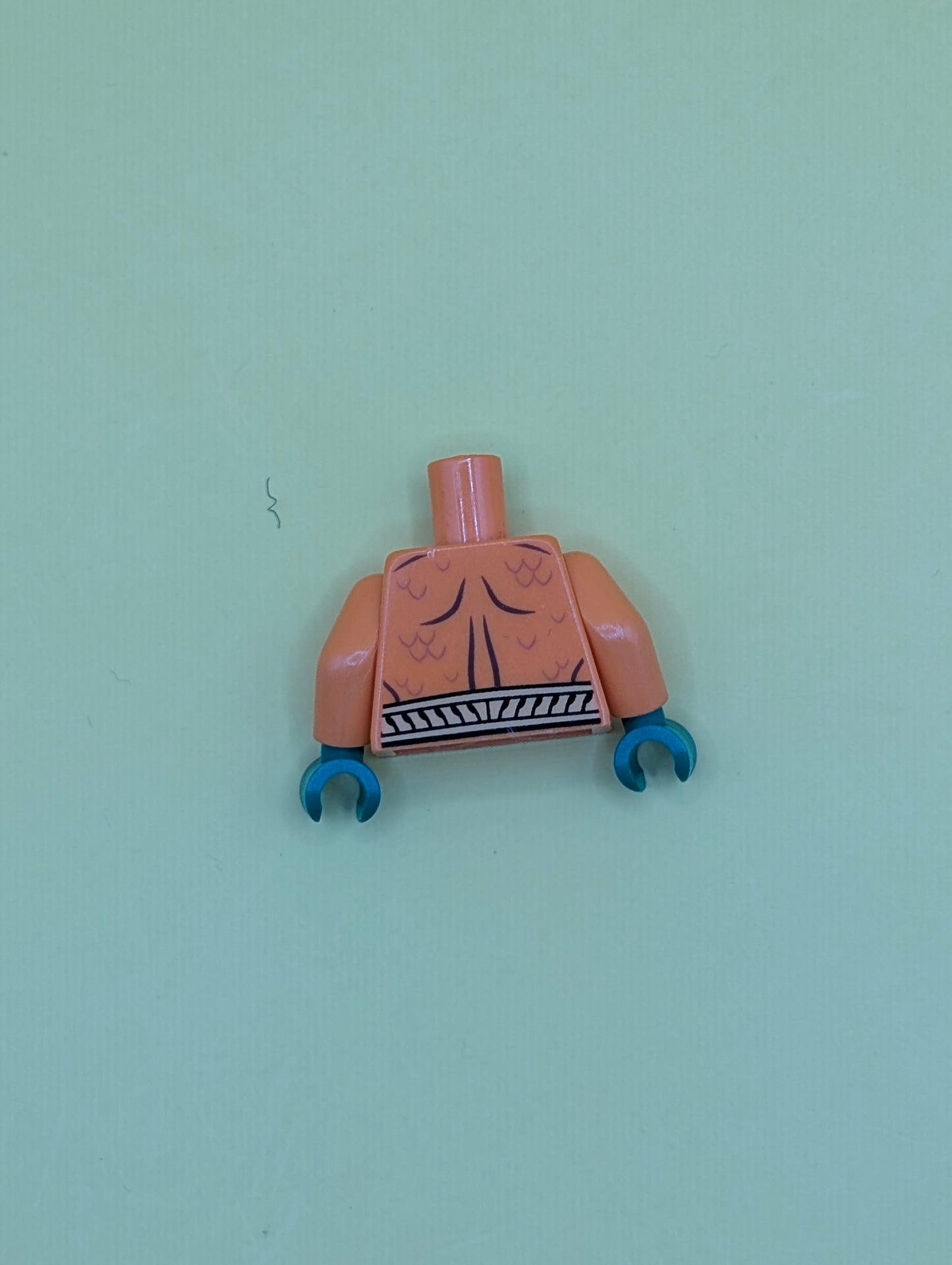 Torso Wetsuit with Reddish Brown Muscle Contours, Dark Orange Scales, Bright Light Orange Belt on Front and Back Pattern / Orange Arms / Green Hands 973pb1295c01 Lego