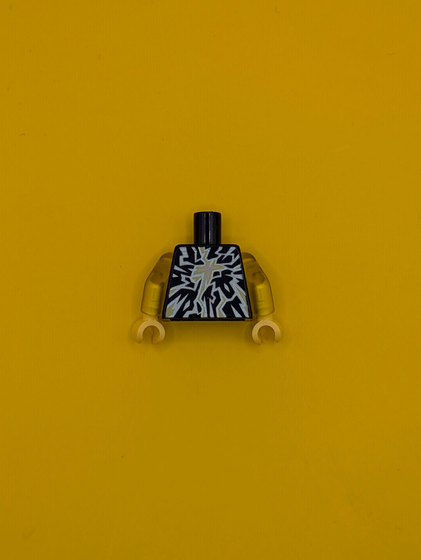 973pb4825c01 Torso Dark Orange Armor, Bright Light Yellow Ninjago Logogram Letter J and Electricity Pattern / Trans-Yellow Arms / Bright Light Yellow Hands Lego Part