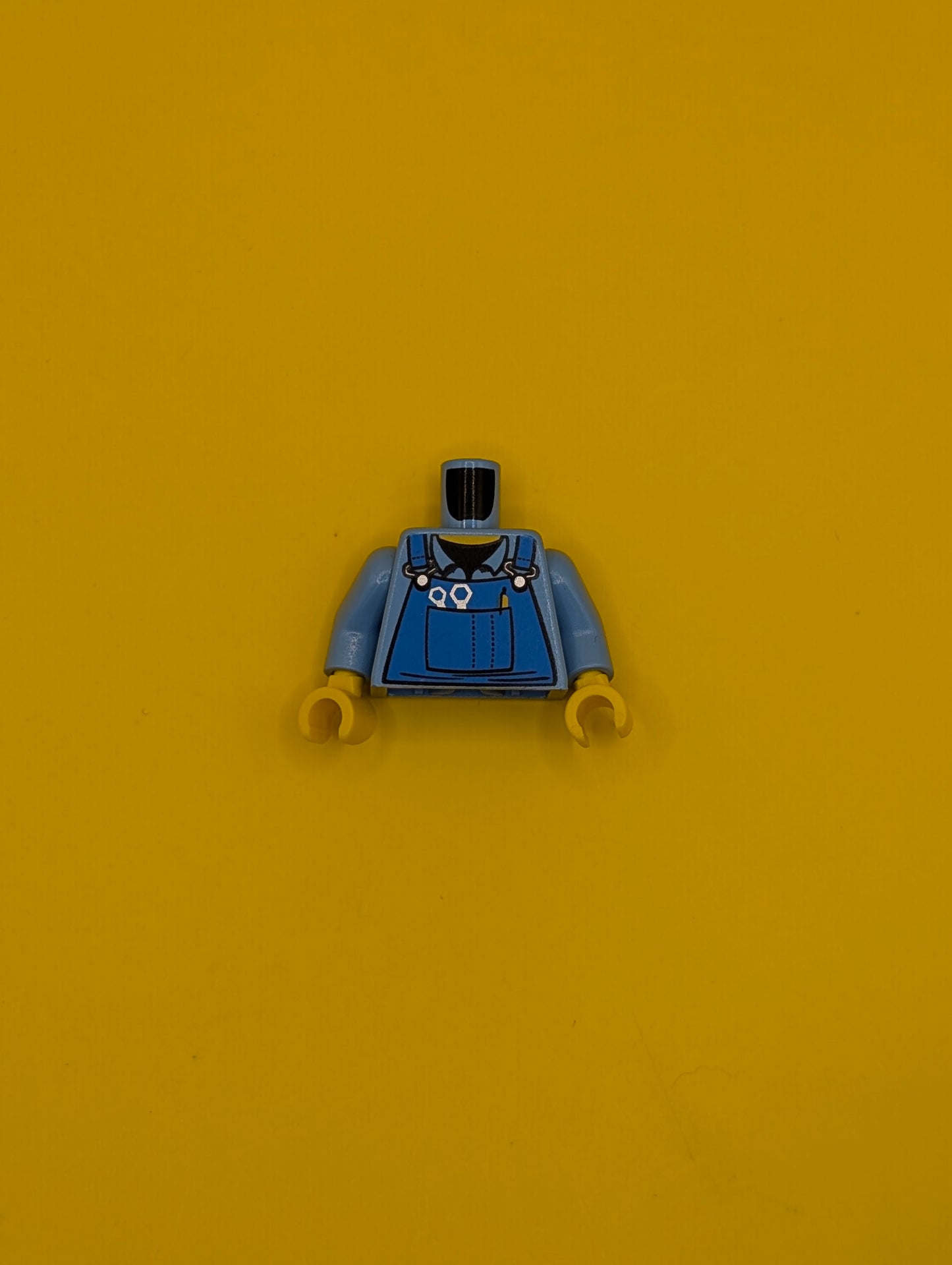 Torso Mechanic Overalls with Silver Wrenches and Fasteners, Yellow Pen, and Black Undershirt Pattern / Medium Blue Arms / Yellow Hands 973pb0410c01 Lego