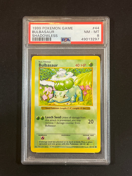 #44/102 Bulbasaur (Shadowless) PSA 8 - Base Set