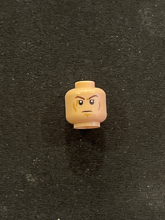 Minifigure, Head Dual Sided Dark Brown Eyebrows, Cheek Lines and Scar, Determined / Angry with Yellow Eyes Pattern (SW Anakin Sith) 3626pb2522 Lego