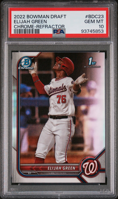 2022 Bowman Draft #BDC-23a Elijah Green Chrome Refractor PSA 10