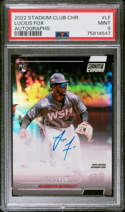 2022 Topps Stadium Club Chrome Autographs #LF Lucius Fox Autograph PSA 9