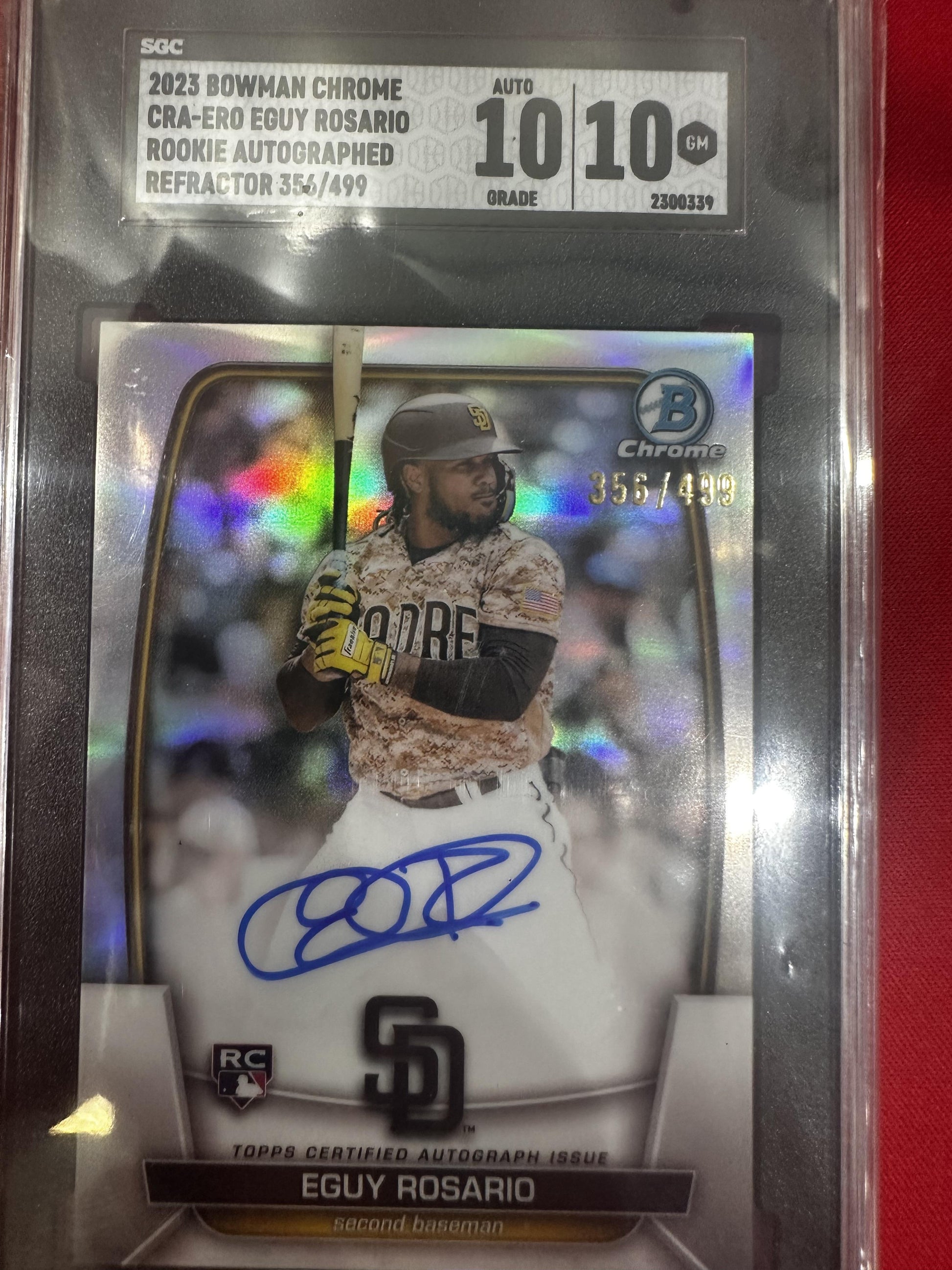 2023 Bowman Chrome #CRA-ERO Eguy Rosario kie Autographs Refractor SGC 10 #/499