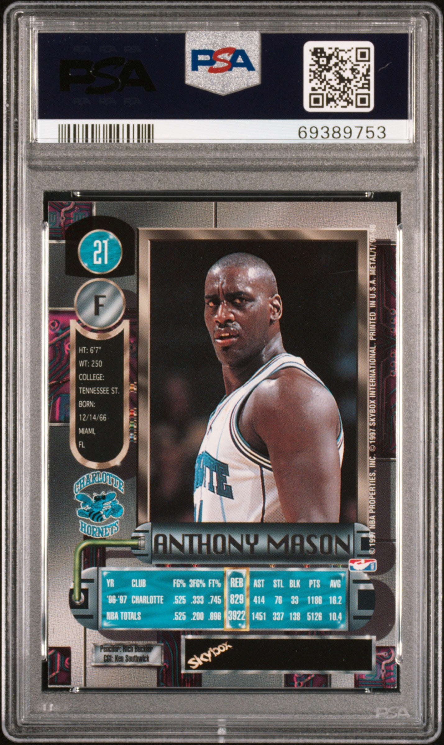 1997 Metal Universe #21 Anthony Mason PSA 7