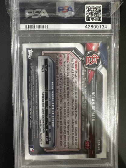 2018 Bowman Draft Chrome Autographs #CDANG Nolan Gorman Chrome Auto PSA 10