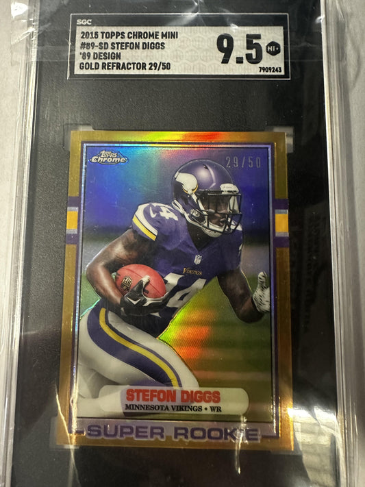 #89-SD Stefon Diggs 2015 Topps Chrome Mini /50 9.5 Vikings 1989 Gold