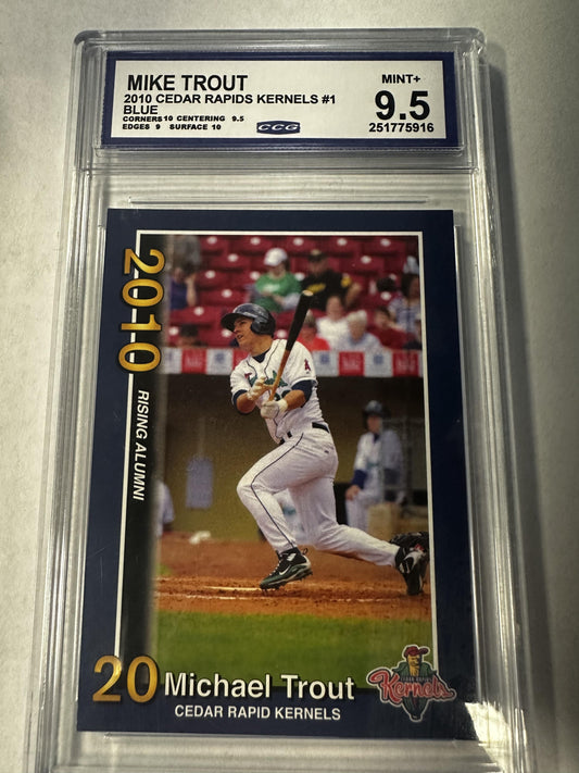 #1 1 2010 Cedar Rapids Kernels Rising Alumni Mike Trout 9.5 Kernels