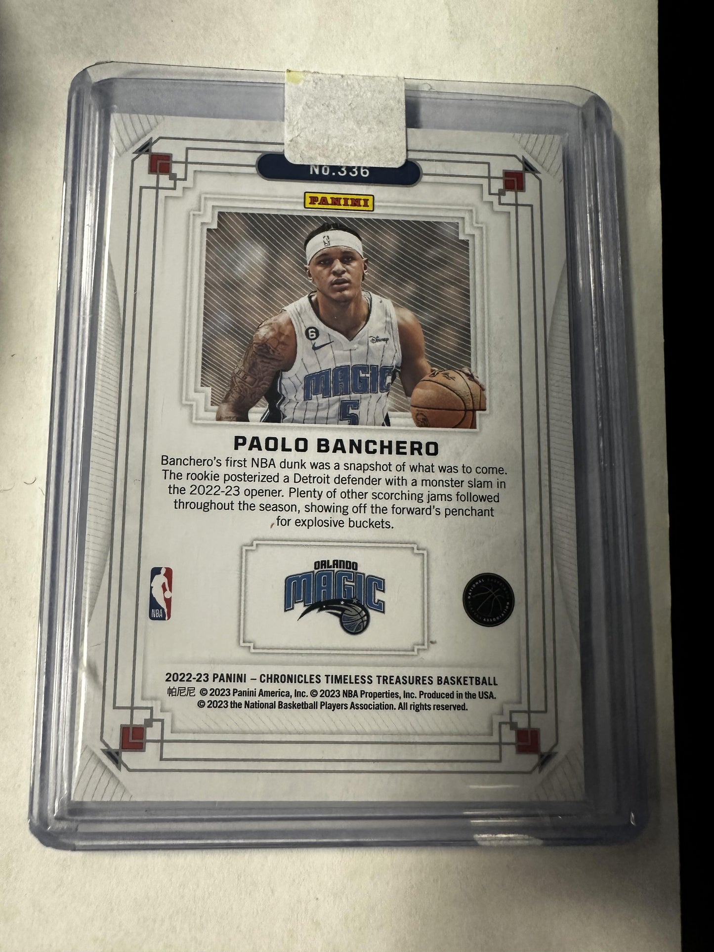 #336 Paolo Banchero 2022-23 Panini Chronicles SN #/99 Orlando Magic sports Blue