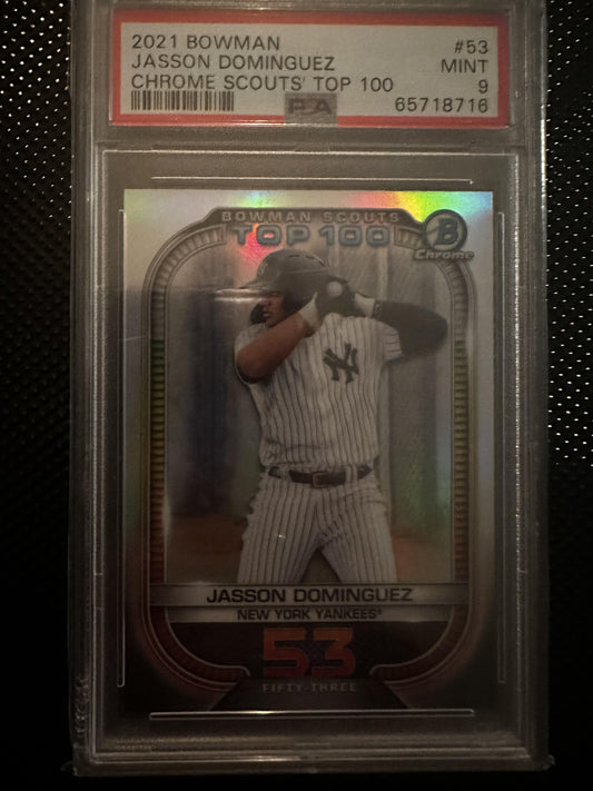 #BTP-53 Jasson Dominguez 2021 Bowman Yankees Chrome Bowman Scouts Top 100