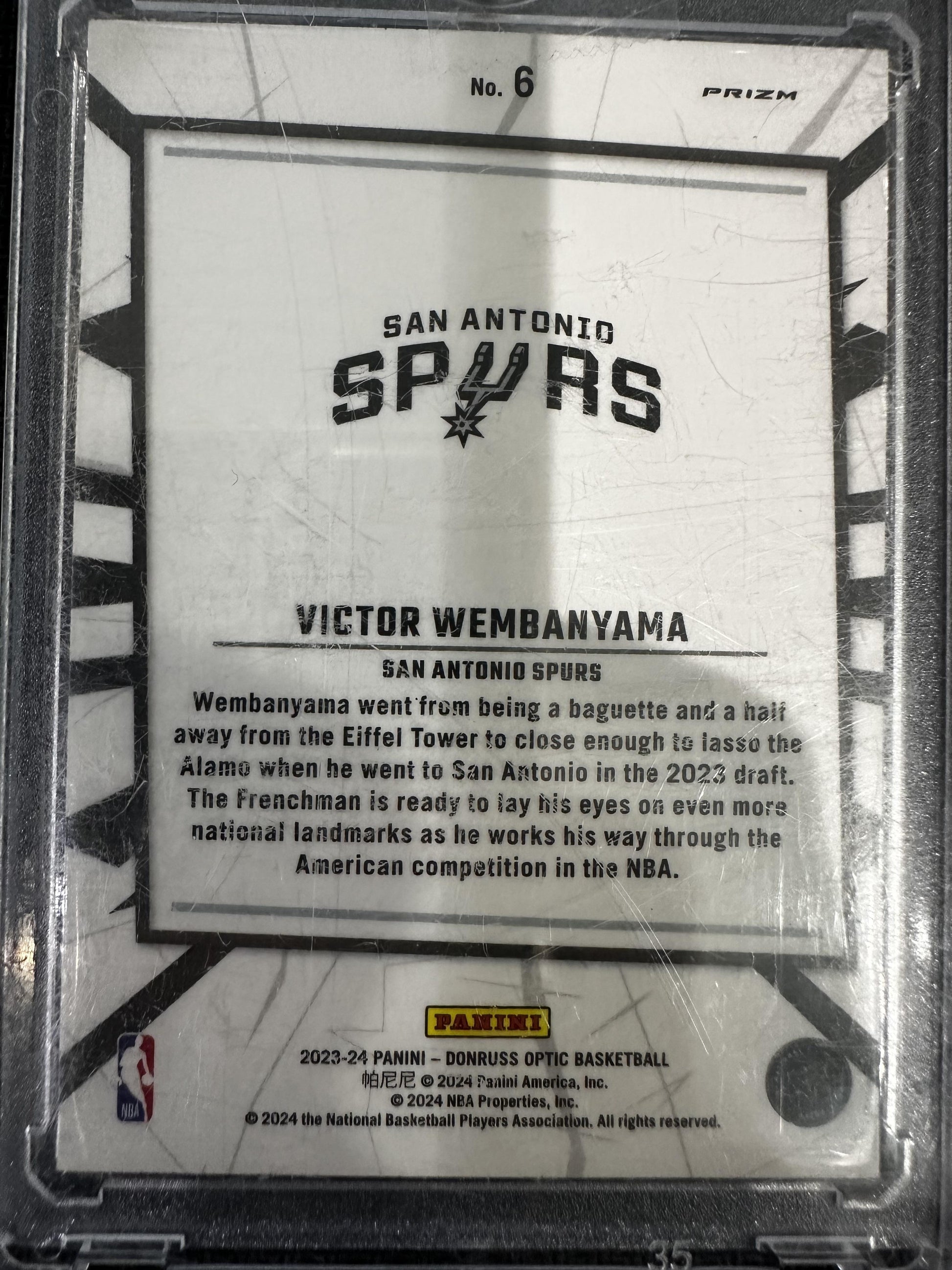 #6 Victor Wembanyama 2023-24 Donruss Optic Spurs My House Purple