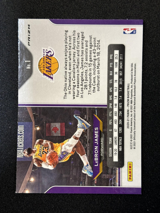 #1 LeBron James 2020-21 Panini Prizm  Lakers Red, White and Blue Prizms