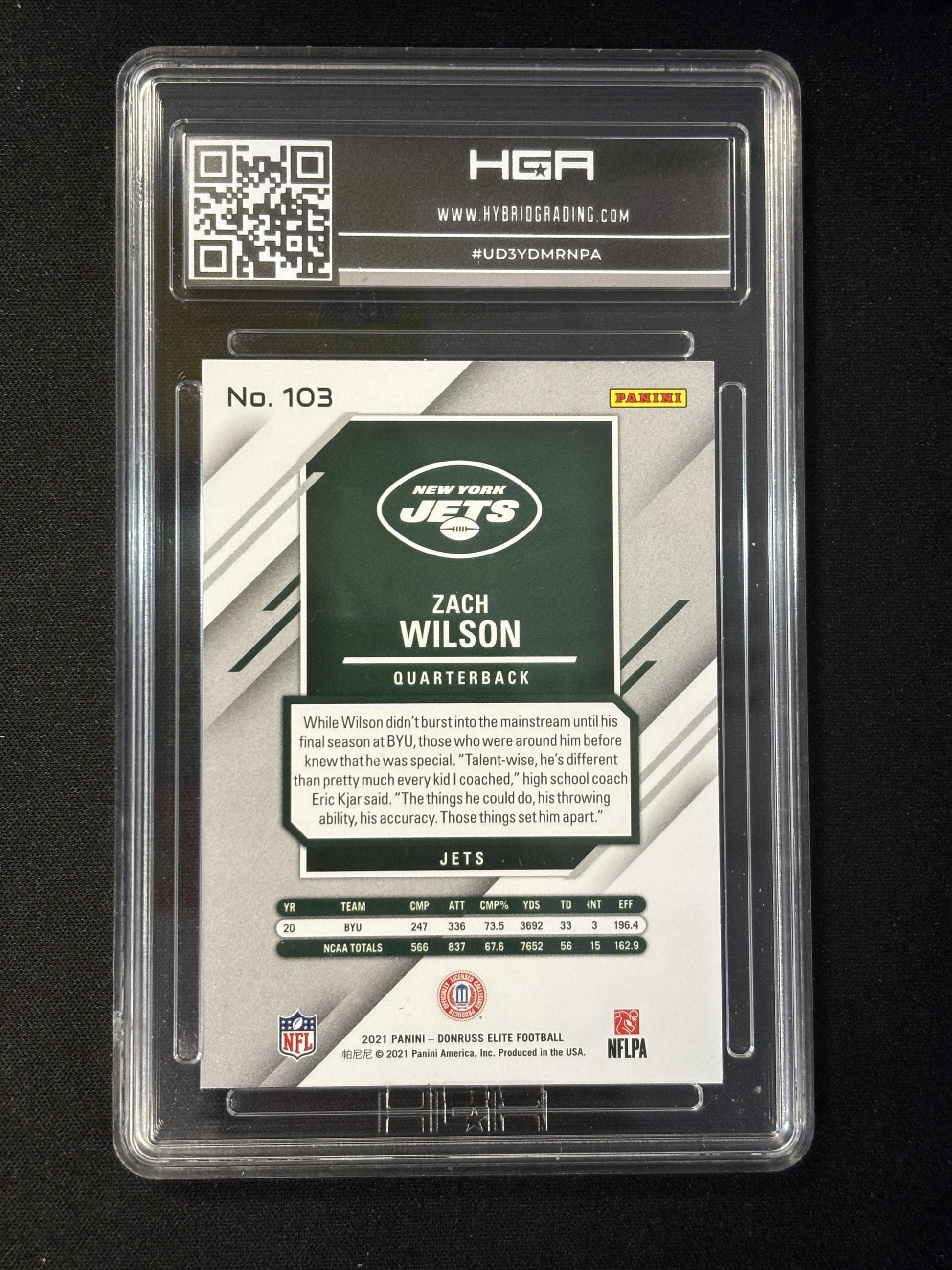 #5 Zach Wilson 2022 Donruss Elite 10 New York Jets GEM-MT sports