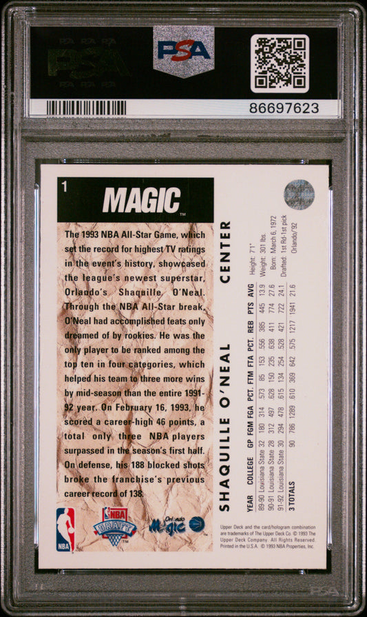 #1 Shaquille O'Neal 1992 Upper Deck RC Rookie 8 Orlando Magic NM-MT sports