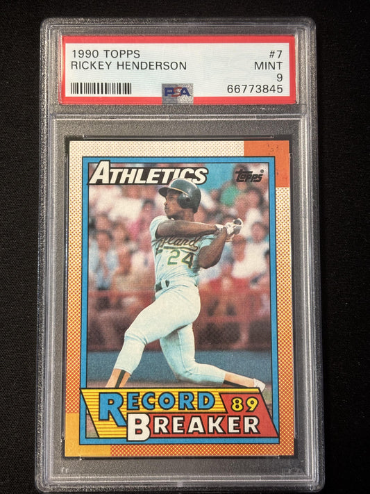 #7 Rickey Henderson 1990 Topps 9 MT sports