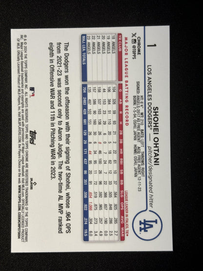 #1 Shohei Ohtani 2024 Topps Chrome sports