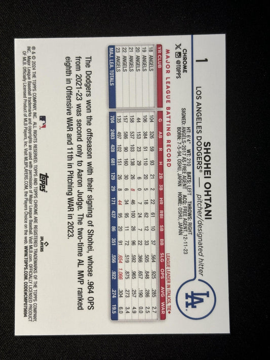#1 Shohei Ohtani 2024 Topps Chrome sports