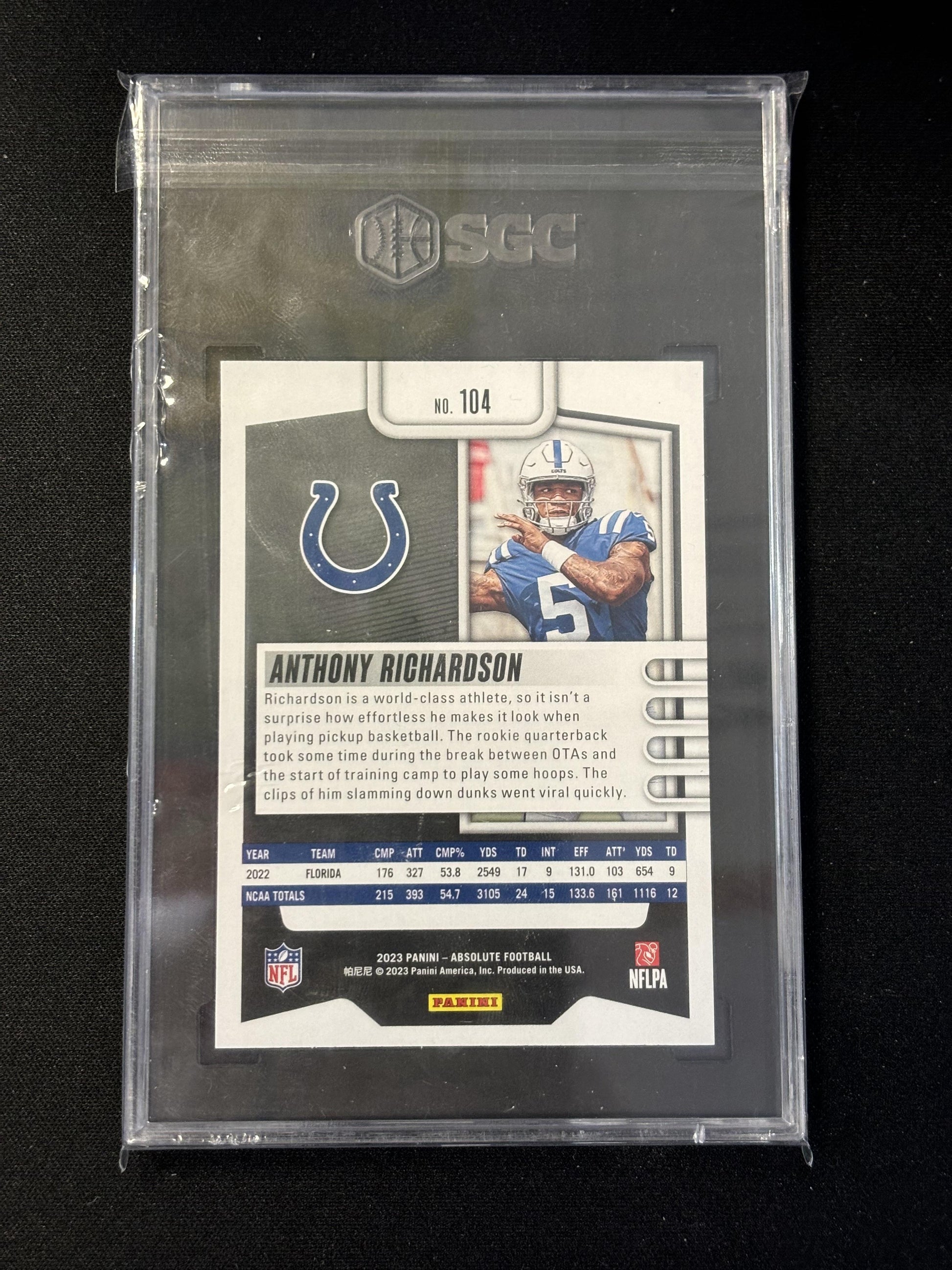#104 Anthony Richardson 2023 Panini Absolute RC Rookie 10 Indianapolis Colts